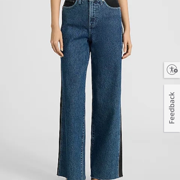 NWT EXPRESS Tuxedo Stripe Wide Leg Jeans Size 6L - Picture 3 of 16